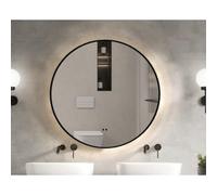 Adema Lonato Miroir de salle de bain - rond - diamètre 120cm - éclairage LED indirect - chauffage miroir - interrupteur infrarouge - noir mat SW2-120MB