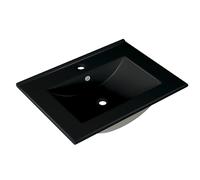 Adema Vygo Meuble lavabo - 61x2x46cm - trop-plein - 1 vasque - 1 trou de robinet - céramique - mat noir 2060E Mat Black