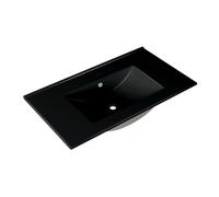 Adema Vygo Meuble lavabo - 81x2x46cm - trop-plein - 1 vasque - 1 trou de robinet - céramique - noir mat 2080E Matt Black