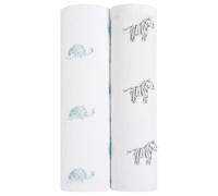 aden + anais 2 Maxi-Langes prélavés en Mousseline 100% Coton Biologique, Certification GOTS, Couverture Douce légère, Allaitement, Pratique, Garçon, Fille, Lot de Deux, 120cm x 120cm, Animal Kingdom