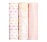 aden + anais - 3 Maxi-langes silky soft grand format metallises prélavés en viscose de bambou - Imprime Primrose Birch - 120 cm x 120 cm