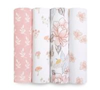 aden + anais 4 Maxi-Langes prélavés en Mousseline 100% Coton Biologique, Certification GOTS, Couverture Douce et légère, Allaitement, Garçon, Fille, Lot de Quatre, 120cm x 120cm, Earthly