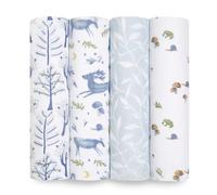 Aden + Anais 4 Maxi-Langes Prélavés en Mousseline 100% Coton Biologique GOTS, Couverture Douce et Légère, Allaitement, Garçon, Fille, Lot de 4, 120cm x 120cm