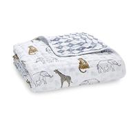 aden + anais - Couverture de rêve dream blanket prélavée en mousseline 100% coton - Imprimé Jungle - Quadruple-épaisseur 120 cm x 120 cm
