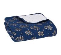 aden + anais - Couverture de Rêve Dream Blanket Prélavée en Mousseline Metallisee 100% Coton - Imprimé Metallic Gold Deco - Quadruple-épaisseur 120 cm x 120 cm