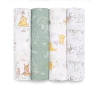 aden + anais™ essentials - 4 Maxi-langes pour bébé en mousseline 100 % coton - Pack de 4 - Langes ultradoux et légers - Multi usages - Imprimé Winnie + Friends - Garçon - Fille - 112 cm x 112 cm