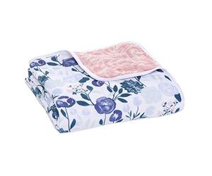 aden + anais™ essentials couverture pour bébé prélavée en mousseline 100% coton quadruple-épaisseur, Couverture d’été ultradouce, Garçon, Fille, 112cm x 112cm, Imprimé flowers bloom