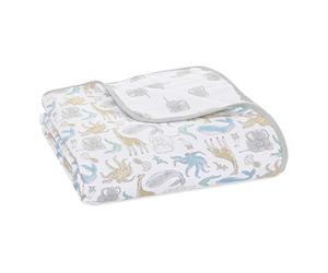aden + anais™ essentials couverture pour bébé prélavée en mousseline 100% coton quadruple-épaisseur, Couverture d’été ultradouce, Garçon, Fille, 112cm x 112cm, Imprimé natural history
