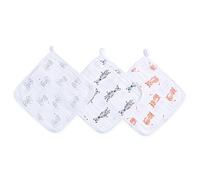 aden + anais™ essentials débarbouillettes pour la toilette en mousseline 100% coton, Garçon & Fille, Douce et confortable, S’accroche facilement, Pack de 3, 30cm x 30cm, Imprimé safari babes