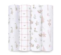 aden + anais Essentials Disney Lot de 4 couvertures d'emmaillotage en Mousseline 100% Coton, Motif Floral de Campagne