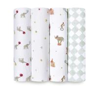 aden + anais Essentials Disney Lot de 4 couvertures d'emmaillotage en Mousseline pour bébé, Couverture de réception pour Nouveau-né, 100% Coton, Motif éléphant Cirque