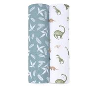 aden + anais™ Essentials Lot de 2 couvertures d'emmaillotage en mousseline de coton Motif éléphant cirque (Dino Jungle)