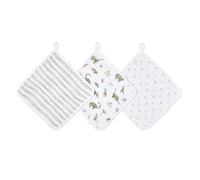 aden + anais Essentials Lot de 3 débarbouillettes classiques, 100 % mousseline de coton super douce, jungle dinosaure