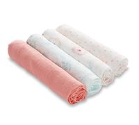 aden + anais Essentials Lot de 4 couvertures d'emmaillotage en Mousseline pour bébés Filles et garçons, Couverture de réception de Nouveau-né, 100% Coton, Pleine Fleur