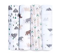 Aden + Anais Essentials Lot de 4 couvertures d'emmaillotage en Mousseline pour Filles et garçons, Langes de réception de bébé, Cadeaux de Naissance, Articles de fête Infantile, Cadeau pour Tout-Petit
