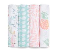 aden + anais™ essentials Maxi-langes pour bébé en mousseline 100% coton, Pack de 4, Langes ultradoux et légers, Multi usages, Garçon et fille, 112cm x 112cm, Imprimé tropicalia