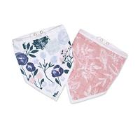 aden + anais essentials - Pack de 2 bavoirs bandanas en mousseline 100% coton - Bavoir très absorbant - Imprimé Flowers Bloom - Idéal pour les bébés qui font leurs dents - 21,5 cm x 41 cm