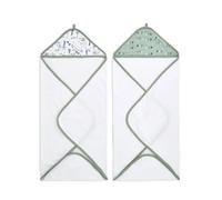 aden + anais™ Essentials - Pack de 2 Capes de Bain à Capuche en éponge prélavée 100% Coton - Capuche en Mousseline 100% Coton - Douce - Pratique - Garçon - Fille - Imprimé Dapper - 90 cm x 90 cm