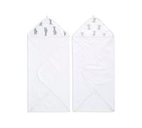 aden + anais™ Essentials Pack de 2 Capes de Bain à Capuche en éponge prélavée 100% Coton, Capuche en Mousseline 100% Coton, Très Pratique, Garçon et Fille, 76cm x 76cm, Imprimé Safari Babes