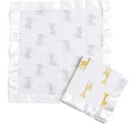 aden + anais essentials - pack de 2 couvertures-doudous en mousseline de coton - couvertures pour bébé toutes douces et respirantes - légères - Garçon - Fille - Imprimé Safari Babes - 41 cm x 41 cm
