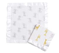 aden + anais essentials - pack de 2 couvertures-doudous en mousseline de coton - couvertures pour bébé toutes douces et respirantes - légères - Garçon - Fille - Imprimé Safari Babes - 41 cm x 41 cm