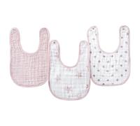 aden + anais essentials - Pack de 3 bavoirs à boutons-pression pour bébé prélavés en mousseline 100% coton - Bavoir très absorbant - Facile à ajuster - Fille - Imprimé Doll - 23 cm x 34 cm