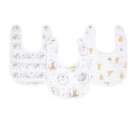 aden + anais essentials - Pack de 3 bavoirs à boutons-pression pour bébé prélavés en mousseline 100% coton - Bavoir absorbant - Ajustable - Garçon - Fille - Imprimé Winnie + Friends - 23 cm x 34 cm