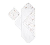 aden + anais Keep Rising Ensemble de Bain | Serviette à Capuche et débarbouillette 100% Capuche de Mousseline de Coton, Serviette de Bain Douce | Cadeau pour bébé | pour Le Bain de bébé
