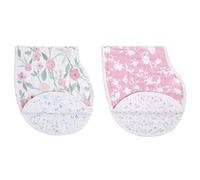 aden + anais Lot de 2 bavoirs d’épaule burpy bib® pour bébé prélavés en mousseline 100% coton, bavoirs absorbants, Garçon, Fille, 57cm x 28cm, 0-36 mois, Imprimé ma fleur
