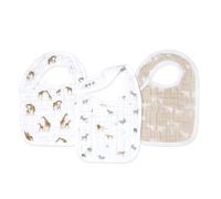 aden + anais lot de 3 bavoirs en mousseline de coton bio océanique, Rêve safari, Baby