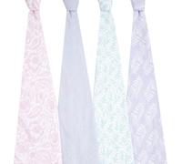 aden + anais Lot de 4 couvertures Pastel en Mousseline 100% Coton Respirant - pour bébé Fille - Multicolores Mignonnes et Dainty Floral - Sommeil Nouveau-né et Enfant