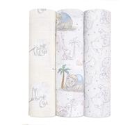 aden + anais Maxi-Langes Grand Format prélavés en Mousseline 100% Coton, Couverture Douce et légère, Allaitement, Pratique, Garçon et Fille, Lot de Tris, 120cm x 120cm, Imprimé My Darling Dumbo