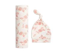 aden + anais snuggle knit, Coffret Naissance en Maille Cosy, Cadeau de Naissance Lange 120x120cm et Bonnet en Viscose, Doux et Confortable, Cadeau pour Bébé Fille et Garçon, 0-3 Mois, rosettes