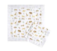 aden + anais Tanzania Lot de 2 couvertures de sécurité carrées Douces et Respirantes 100% Mousseline de Coton avec Bordure en Satin | Ensemble Cadeau de Douche Unisexe pour bébés Filles et garçons |