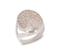 Aden - Bague Arbre de Vie Nacre Blanche Argent 925 millième rhodié - 52