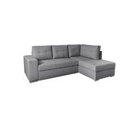 ADEN - Canapé d'angle convertible avec coffre en tissu - Gris - Angle Droit