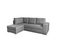 ADEN - Canapé d'angle convertible avec coffre en tissu - Gris - Angle Gauche