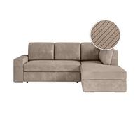 ADEN - Canapé d'angle convertible avec coffre en velours côtelé - Angle droit - Taupe