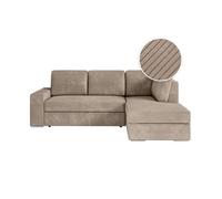 ADEN - Canapé d'angle convertible avec coffre en velours côtelé - Angle droit - Taupe