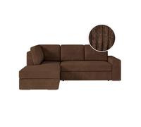 ADEN - Canapé d'angle convertible avec coffre en velours côtelé - Angle gauche - Marron