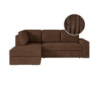 ADEN - Canapé d'angle convertible avec coffre en velours côtelé - Angle gauche - Marron