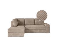Loungitude - Aden - Canapé d'angle -Gauche- Convertible - 3 Places - Coffre - en Tissu - Taupe - L246cm