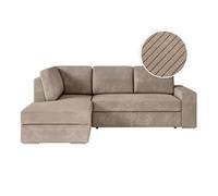 Loungitude - Aden - Canapé d'angle -Gauche- Convertible - 3 Places - Coffre - en Tissu - Taupe - L246cm