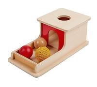 Adena Montessori Objet Permanence Boîte avec Plateau 3 balles (Bois, Plastique, tricoté) Jouet Montessori pour bébé de 6 à 12 Mois, 1 an