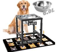 ADENGL Gamelle d'eau surélevée de 5 litres pour grands chiens, 4 hauteurs réglables (33 à 45,7 cm), bol surélevé en acier inoxydable avec tapis anti-déversement et support en métal robuste, mangeoire