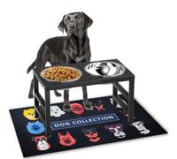ADENGL Gamelle surélevée en métal pour chien, 25,4 cm de haut avec 2 bols en acier inoxydable de 1,2 l et un tapis antidérapant de 40,6 x 61 cm - Support de gamelle de nourriture et d'eau pour chiens