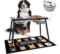 ADENGL Gamelles surélevées en métal pour chien, 43,2 cm de haut, bols de nourriture en acier inoxydable de 3000 ml avec tapis anti-éclaboussures pour grands chiens