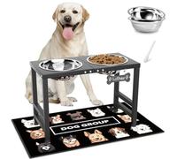 ADENGL Gamelles surélevées pour chien, 40,6 cm de haut, support de gamelle surélevée avec 2 gamelles en acier inoxydable (1,984,5 g) et tapis anti-déversement, mangeoire pour chiens de grande et très