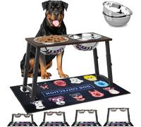 ADENGL Gamelles surélevées pour chien avec tapis anti-déversement, 4 hauteurs réglables, 2 gamelles en acier inoxydable, gamelles de nourriture et d'eau pour chiens de taille moyenne, grande et très