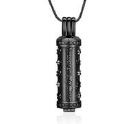 ADENLA Bijoux de crémation pour Animaux de Compagnie Empreinte de Patte Cylindre Urne Collier Cendres Pot Souvenir Urne Médaillon Pendentif pour Un être Cher - Noir